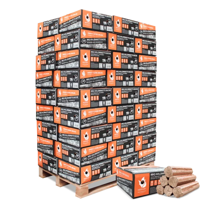 BBQ-Briketts aus reiner Buche – 18 kg Karton, 54er Palette (972 kg) BBQ-Briketts aus reiner Buche – 18 kg Karton, 54er Palette (972 kg)